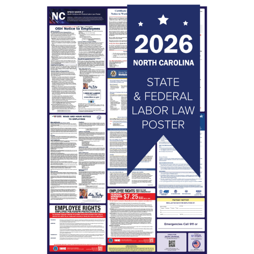 North Carolina 2026 all in one state and federal labor law poster